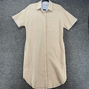 NUMPH Dress Woemns M Beige Floral Button Up Shirt Bleach Muumuu House Patio Prep